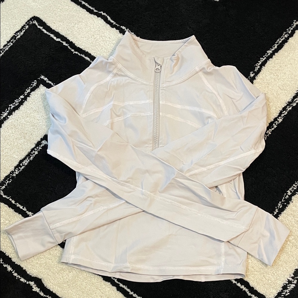Light Gray Quarter-Zip Cropped Jacket